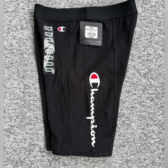 Champion Black Spell Out High Waist Streetwear Biker Athletic Shorts - Picture 1 of 6